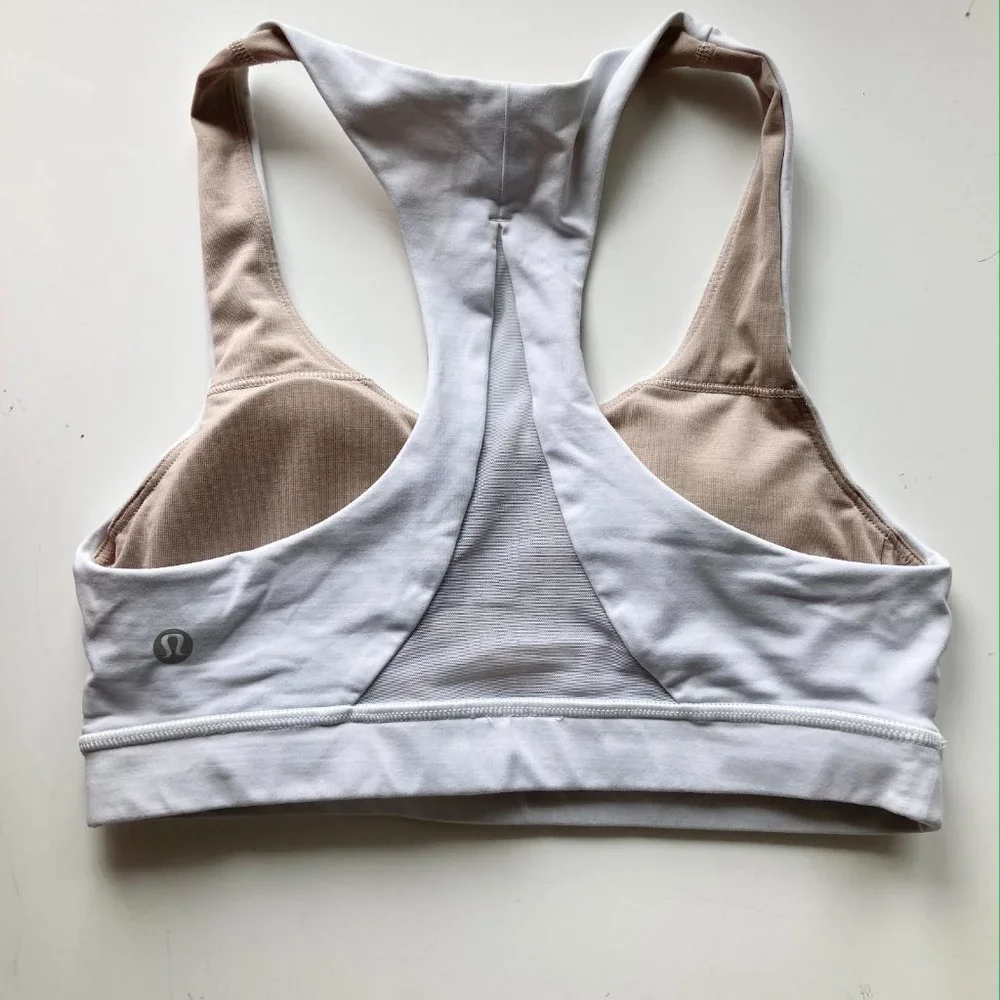 LULULEMON White Pale Blue Invigorate Luxtreme Mesh Racerback Sports Bra - Picture 11 of 16
